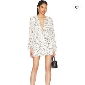 Mattie Mini Dress Majorelle in Black and Cream Dot Size Small